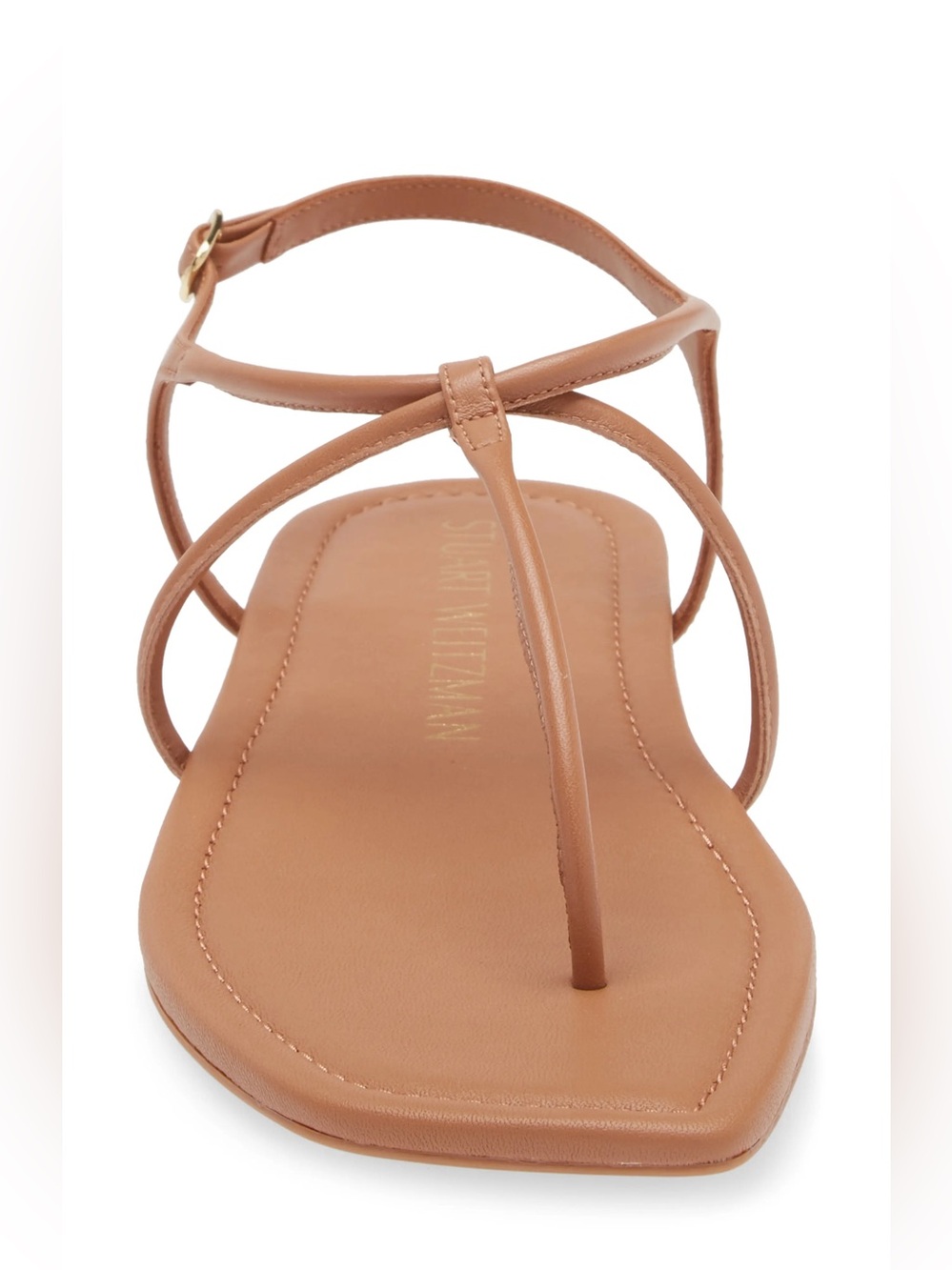 Stuart Weitzman Matilda Tan Leather Flat Sandals size US 6.5